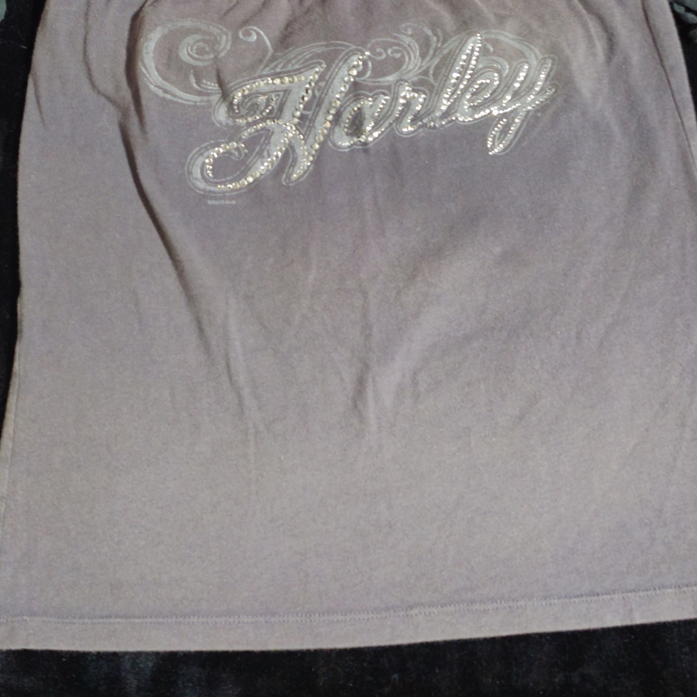 Harley-Davidson Gray Crop Top with Silver Accents